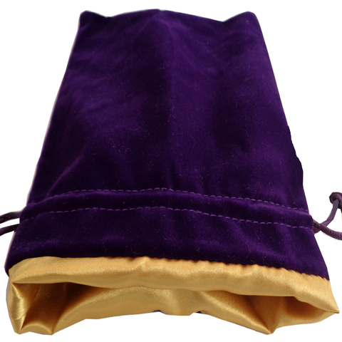 6" x 8" Large Dice Bag - Purple Velvet  w/ Gold Satin Lining