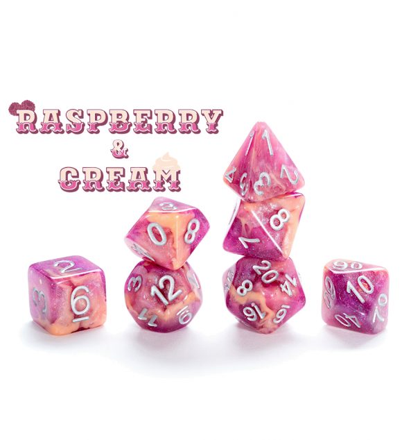 Aether Dice: Poly - Raspberry and Cream (7)