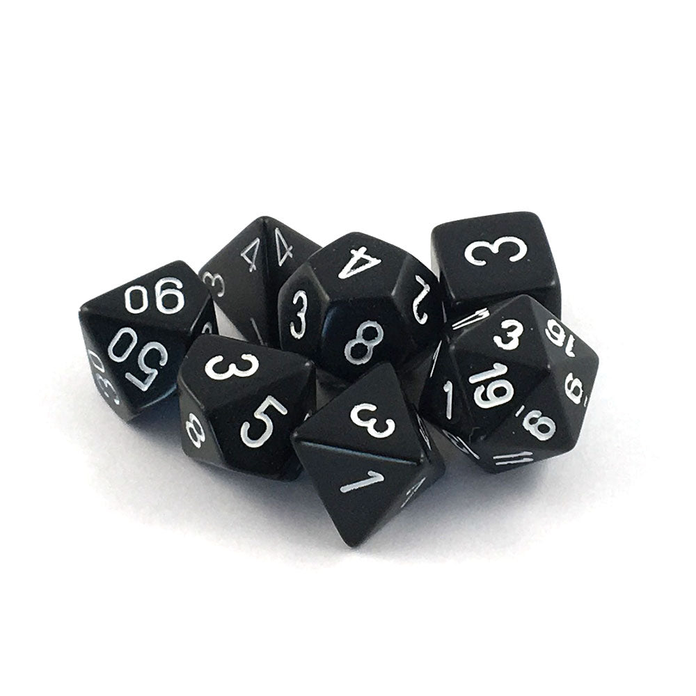 Opaque Poly DIce - Black w/ White Numbers (7)