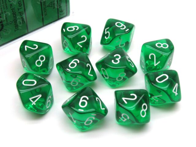 Translucent: D10 - Green/White (10)