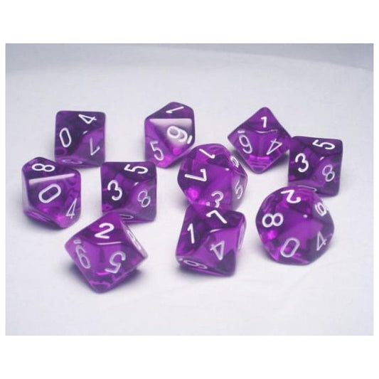 Translucent: D10 - Purple/White (10)