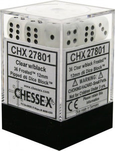 Frosted: 12mm D6 - Clear/Black (36)