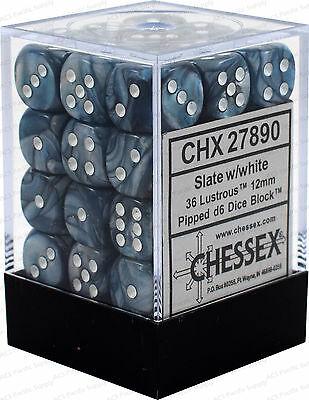 Lustrous: 12mm D6 - Slate/White (36)