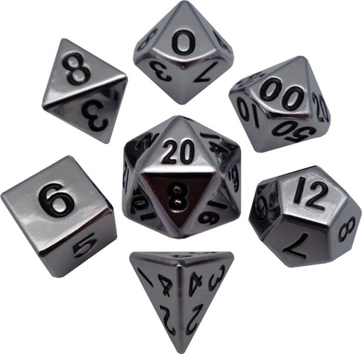 16mm Metal Poly Dice Set - Silver