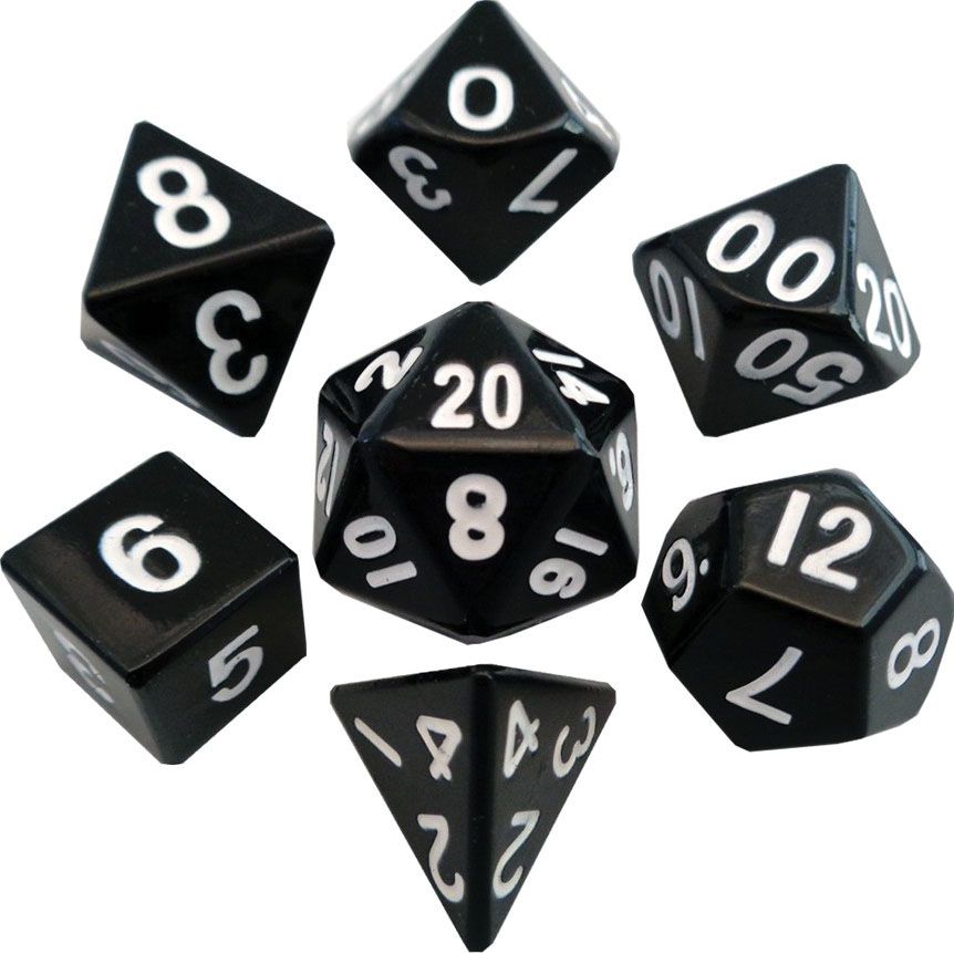 16mm Metal Poly Dice Set - Black