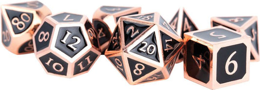 16mm Metal Poly Dice Set - Antique Copper w/ Black Enamel