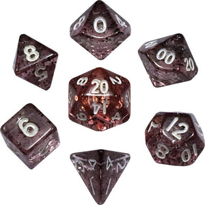 Mini Poly Dice Set - Ethereal Black w/ White Numbers