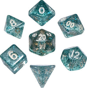Mini Poly Dice Set - Ethereal Light Blue w/ White Numbers