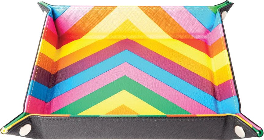 10"x10" Velvet Folding Dice Tray w/ Leather Backing - Rainbow
