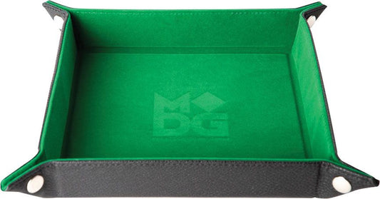 10"x10" Velvet Folding Dice Tray w/ Leather Backing - Green