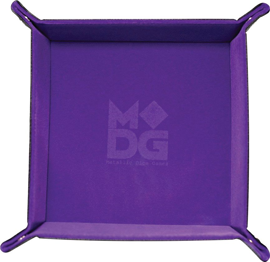 10"x10" Velvet Folding Dice Tray w/ Leather Backing - Purple