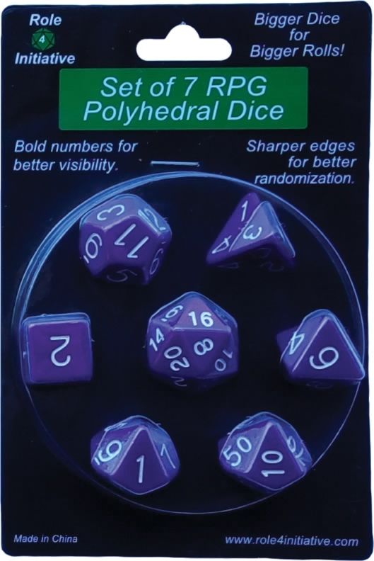Opaque Poly DIce - Dark Purple w/ White Numbers (7)