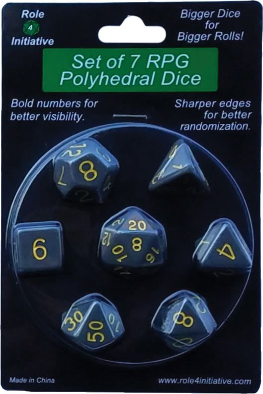 Opaque Poly DIce - Dark Gray w/ Gold Numbers (7)