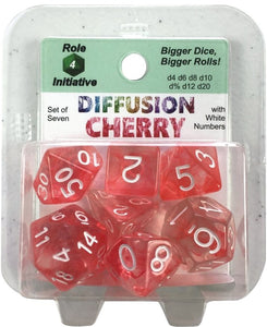 Diffusion Poly Dice - Cherry w/ White Numbers (7)