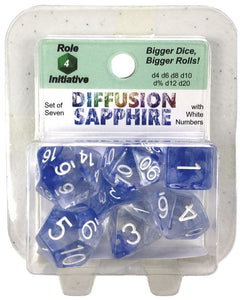 Diffusion Poly Dice - Sapphire w/ White Numbers (7)