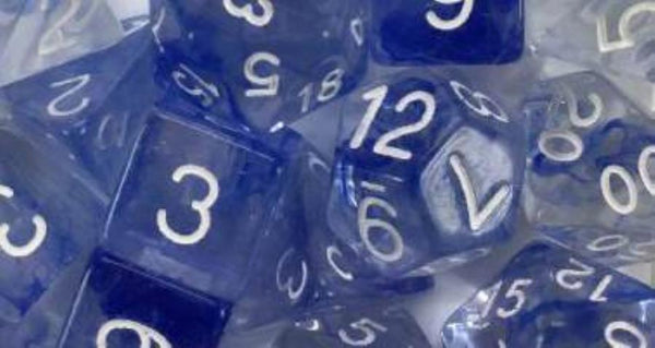 Diffusion Poly Dice - Sapphire w/ White Numbers (7)