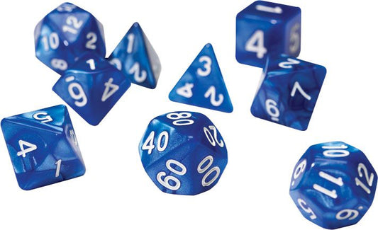 RPG Dice Set - Pearl Blue Acrylic (7)