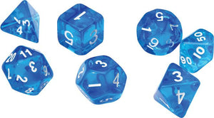 RPG Dice Set - Translucent Blue Resin (7)