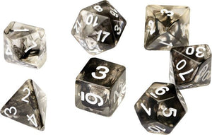RPG Dice Set - Black Cloud Transparent Resin (7)