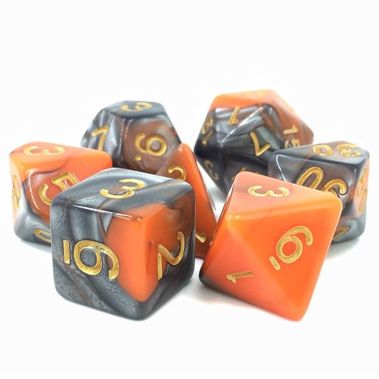 Dargon's Dice - Waylander's Forge: Orange/Silver Fusion