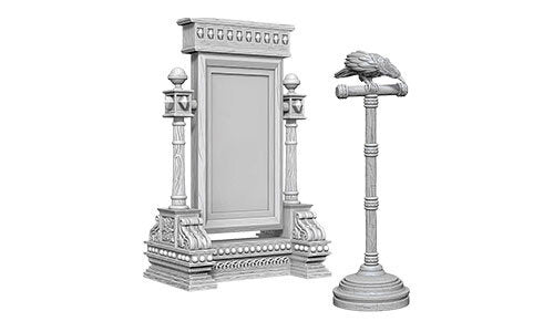 Wizkids: Deep Cuts Unpainted Miniatures - Mirror & Bird On Stand
