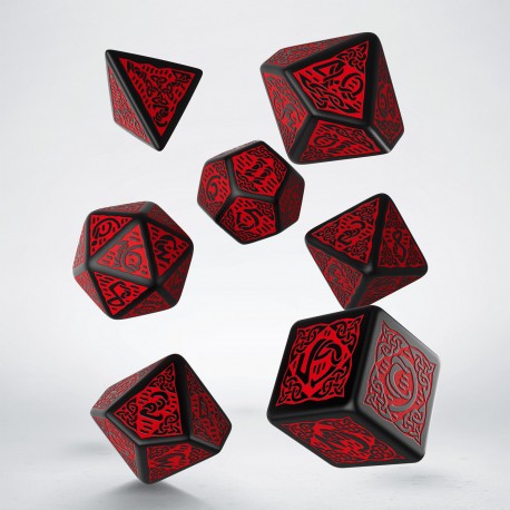 RPG Dice Set - Celtic: Black & Red (7)