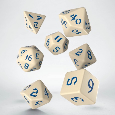 RPG Dice Set - Classic Runic: Beige & Blue (7)