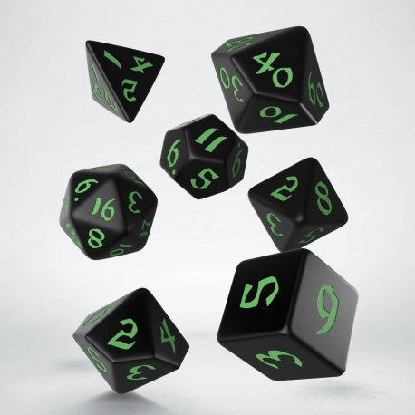 RPG Dice Set - Classic Runic: Black & Green (7)