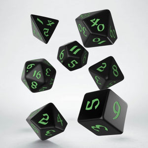 RPG Dice Set - Classic Runic: Black & Green (7)