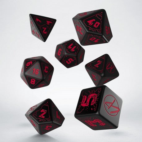 RPG Dice Set - Cyberpunk Red: Black & Red (7)
