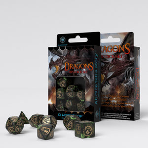RPG Dice Set - Dragons: Bottle Green & Gold (7)