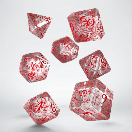 RPG Dice Set - Elvish: Translucent & Red (7)