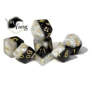 Halfsies Dice: Poly - Yin Yang w/ Upgraded Case (7)