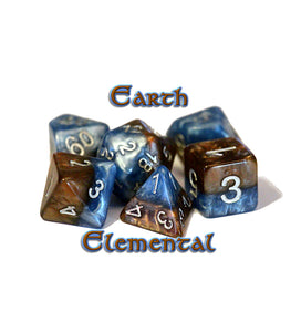 Halfsies Dice: Poly - Earth Elemental w/ Upgraded Case (7)