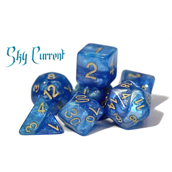 Halfsies Dice: Poly - Sky w/ Upgraded Case (7)