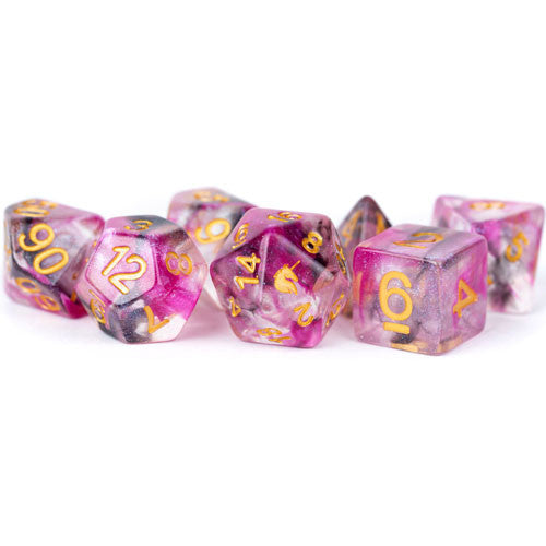 Unicorn: 16mm Resin Poly Dice Set - Blushing Steel (7)