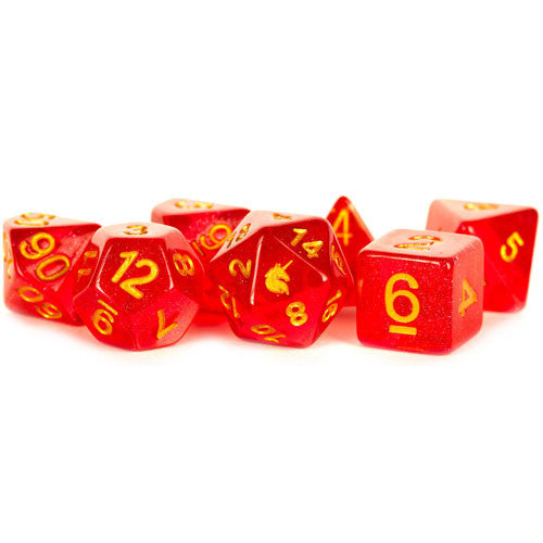 Unicorn: 16mm Resin Poly Dice Set - Red (7)