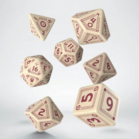 RPG Dice Set - Runequest: Beige & Burgundy (7)