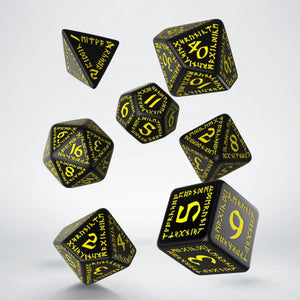RPG Dice Set - Runic: Black & Yellow (7)