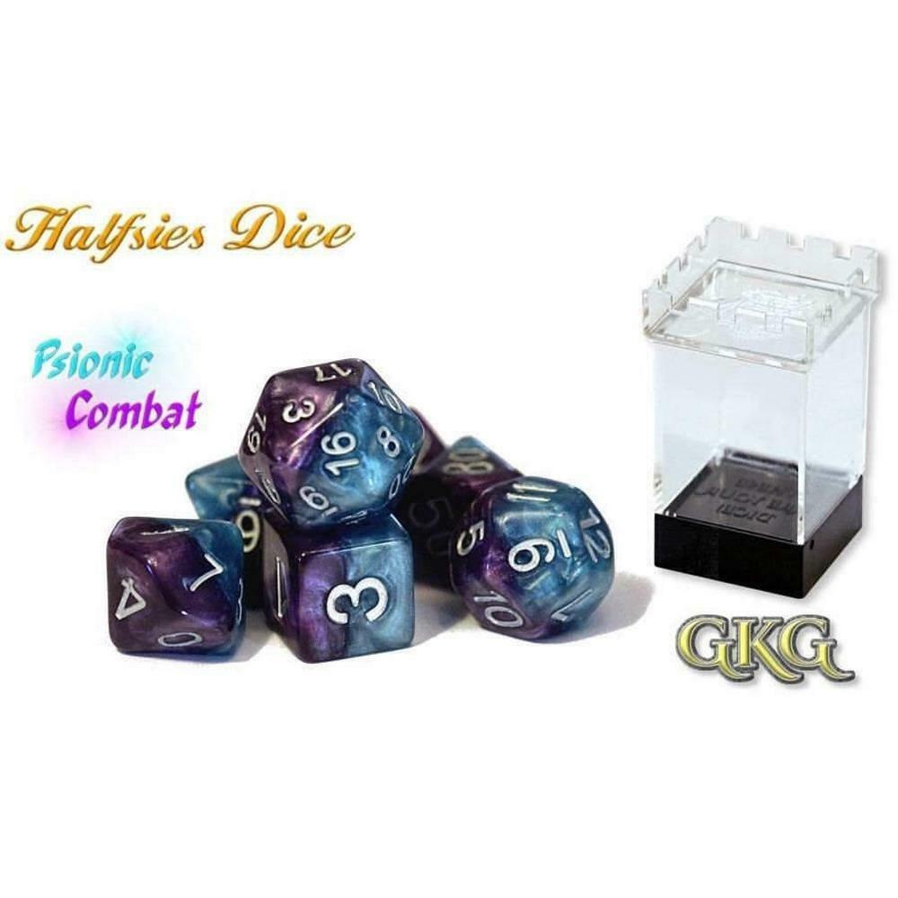 Halfsies Dice: Poly - Psionic Combat w/ Upgraded Case (7)