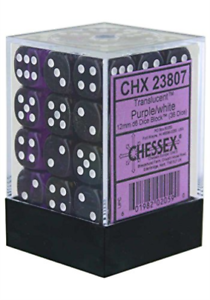 Translucent: 12mm D6 - Purple/White (36)