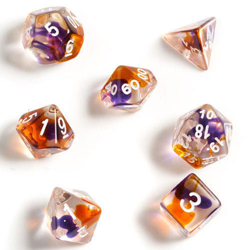 RPG Dice Set - Purple Orange Clear (7)