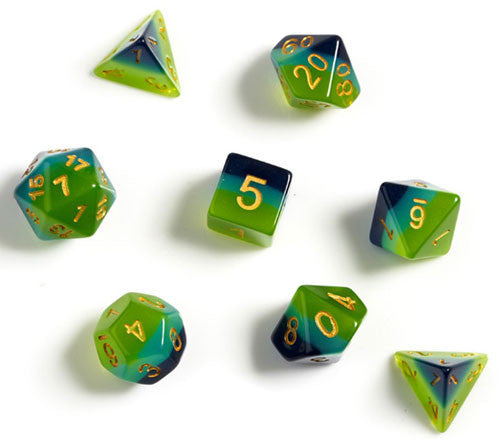 RPG Dice Set - Green Blue Translucent (7)
