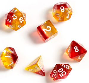 RPG Dice Set - Yellow Red Translucent (7)