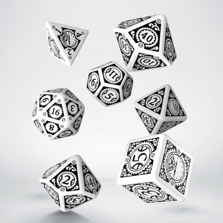 RPG Dice Set - Steampunk Clockwork: White & Black (7)