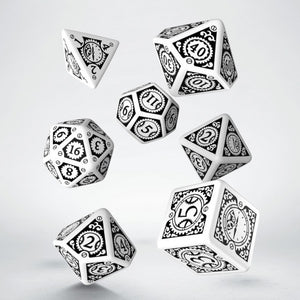RPG Dice Set - Steampunk Clockwork: White & Black (7)