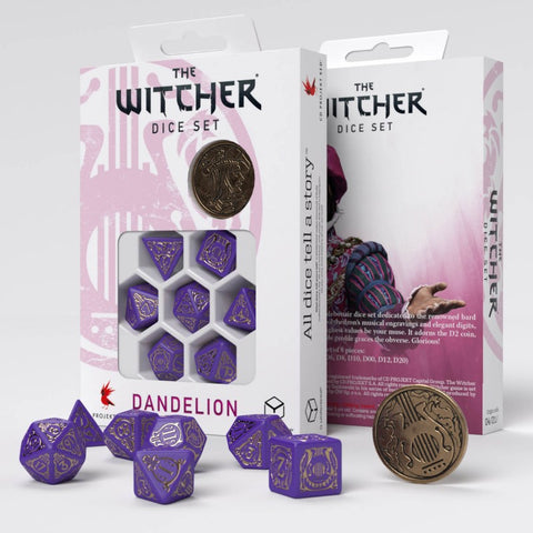 RPG Dice Set - The Witcher: Dandelion - Viscount de Lettenhove (7 + Coin)